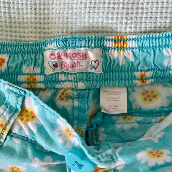 🌼 OshKosh B'gosh Toddler Girl Turquoise Floral Daisy Print Shorts 🌼 2T - Picture 4 of 6